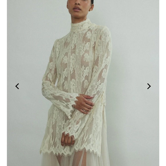 kamperett Dresses & Skirts - Elegant Cream Lace Long Sleeve Tunic